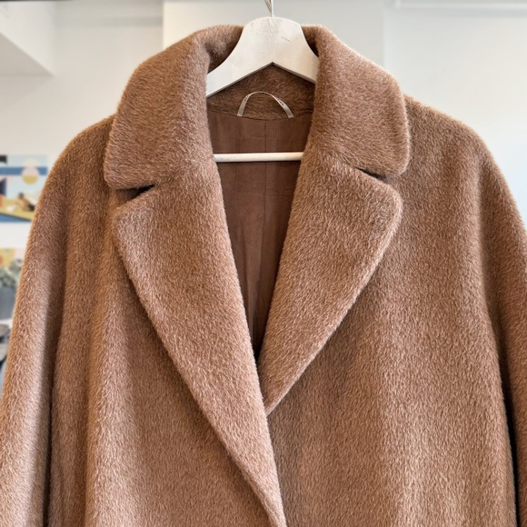 Max Mara Alpaca Wool Belted Wrap Maxi Winter Warm Robe Coat Camel Sz 36 US 6 - Picture 9 of 14